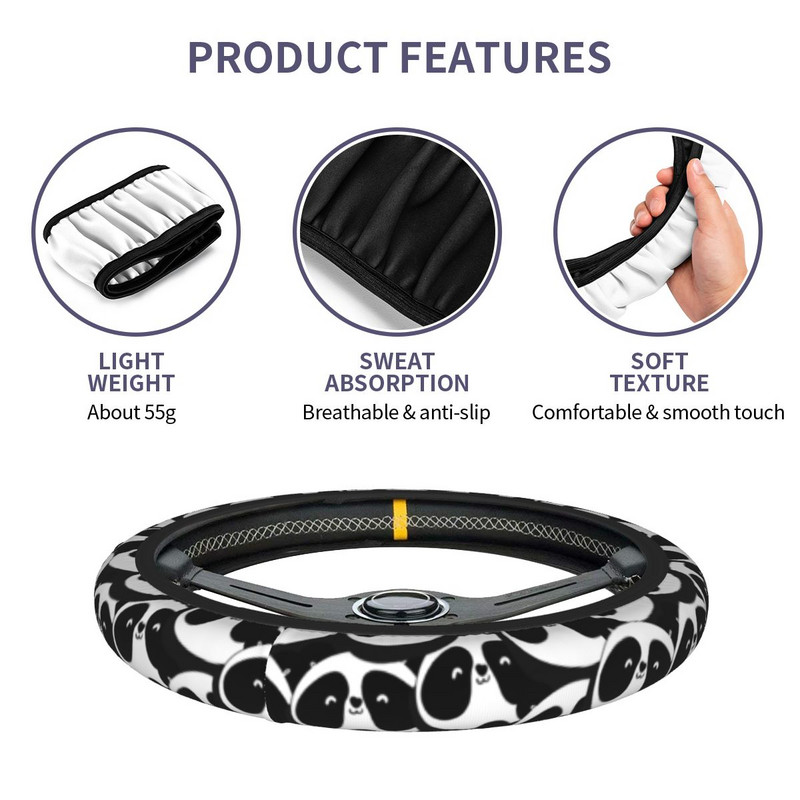 Slatka Panda Navlaka za volan automobila 37-38 Automatski štitnik za volan sa crtanim životinjama Šareni auto ukrasi Dodaci za automobil