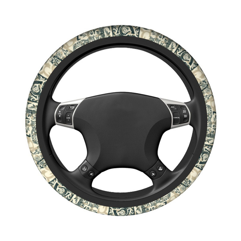 Vintage ehitud auto rooliratta kate Graffiti tähed rooliratta kaitsekate Autode kaunistamine interjööri tarvikud