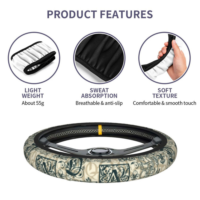 Vintage ehitud auto rooliratta kate Graffiti tähed rooliratta kaitsekate Autode kaunistamine interjööri tarvikud