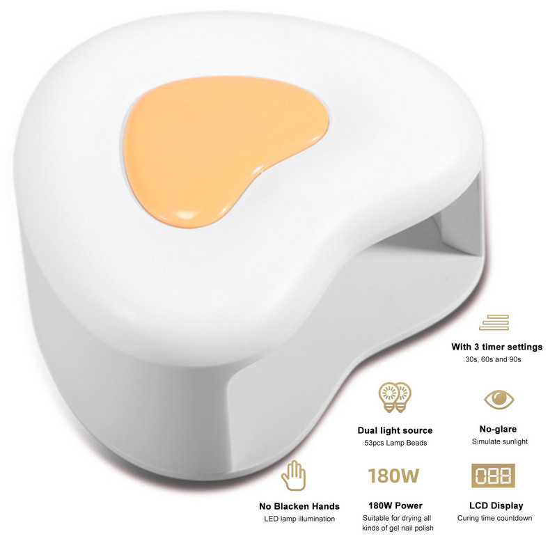 53 komada Dvostruko svjetlo 180 W UV svjetlo za nokte LED lampa za sušenje noktiju u obliku srca Lijepa lampa Lampa za stvrdnjavanje za umjetnost Pedikura Alati za salon za uređenje noktiju