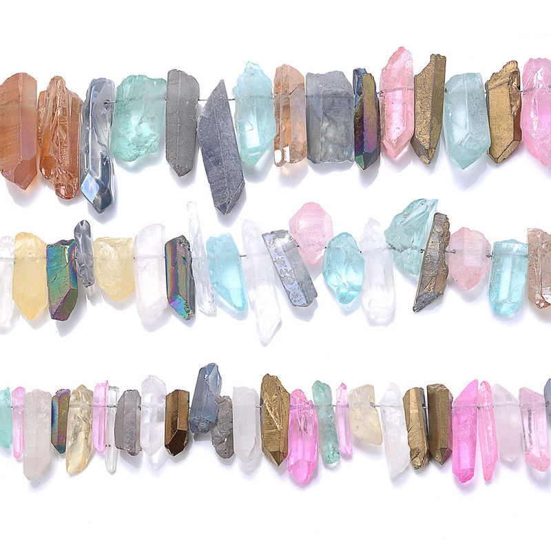 40 boja prirodnih kvarcnih štapića perle s vrhom izbušene gradijent boje sirove labave kuglice za izradu nakita DIY ogrlica naušnice