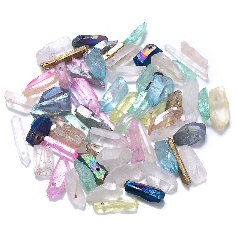 40 boja prirodnih kvarcnih štapića perle s vrhom izbušene gradijent boje sirove labave kuglice za izradu nakita DIY ogrlica naušnice