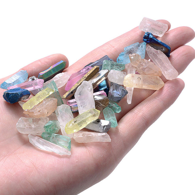 40 boja prirodnih kvarcnih štapića perle s vrhom izbušene gradijent boje sirove labave kuglice za izradu nakita DIY ogrlica naušnice