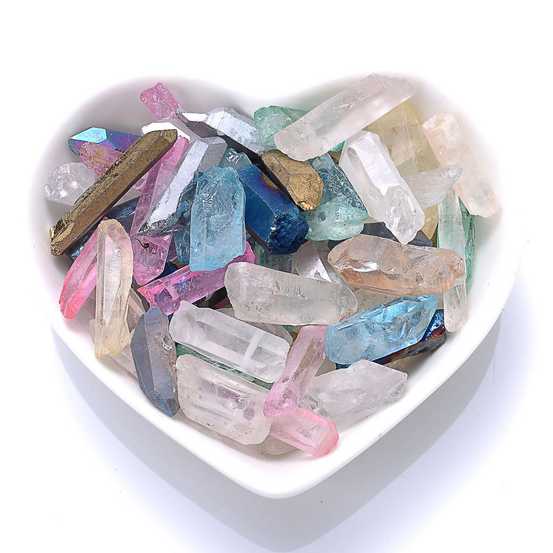 40 boja prirodnih kvarcnih štapića perle s vrhom izbušene gradijent boje sirove labave kuglice za izradu nakita DIY ogrlica naušnice