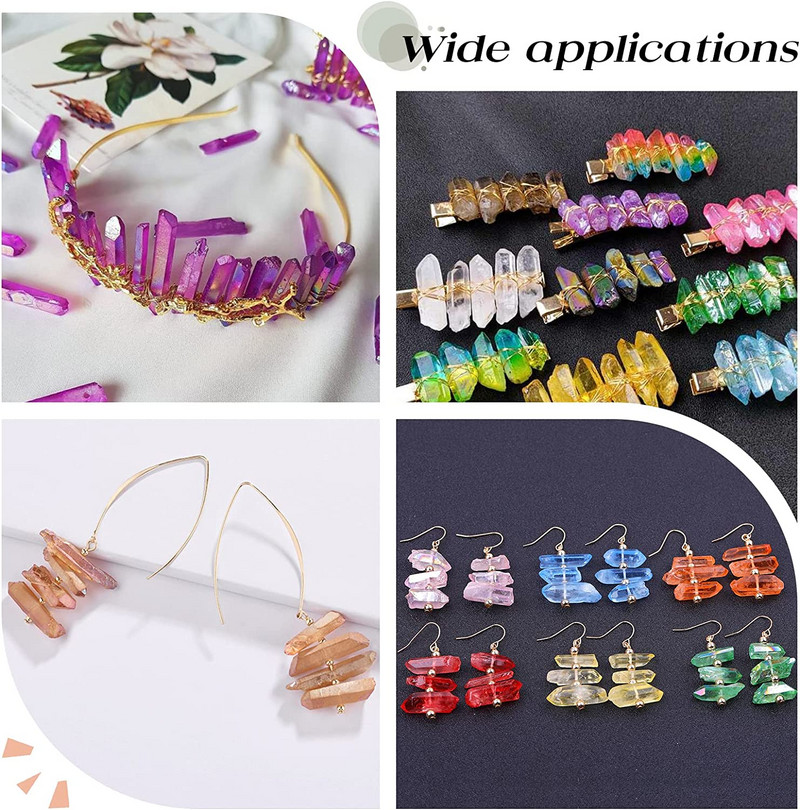 40 boja prirodnih kvarcnih štapića perle s vrhom izbušene gradijent boje sirove labave kuglice za izradu nakita DIY ogrlica naušnice