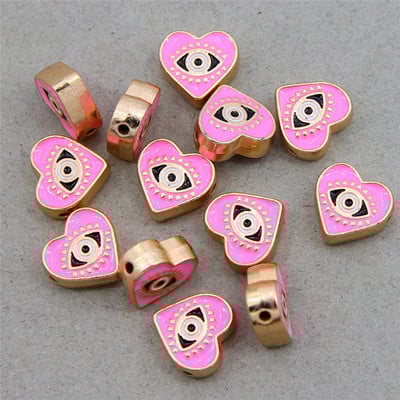 Hulgimüük 6mm 8mm 10mm 12mm sinine ümmargune südamekujuline lame vahehelmed maagilised silmahelmed triibuline metall ehete jaoks mak