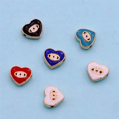 Hulgimüük 6mm 8mm 10mm 12mm sinine ümmargune südamekujuline lame vahehelmed maagilised silmahelmed triibuline metall ehete jaoks mak