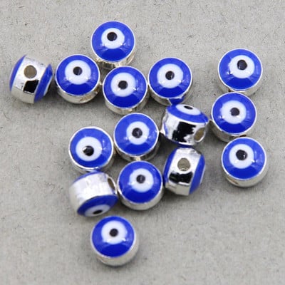 Hulgimüük 6mm 8mm 10mm 12mm sinine ümmargune südamekujuline lame vahehelmed maagilised silmahelmed triibuline metall ehete jaoks mak