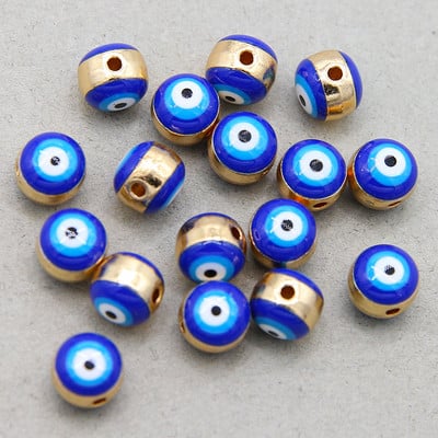 Hulgimüük 6mm 8mm 10mm 12mm sinine ümmargune südamekujuline lame vahehelmed maagilised silmahelmed triibuline metall ehete jaoks mak