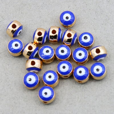 Hulgimüük 6mm 8mm 10mm 12mm sinine ümmargune südamekujuline lame vahehelmed maagilised silmahelmed triibuline metall ehete jaoks mak