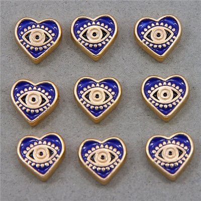 Hulgimüük 6mm 8mm 10mm 12mm sinine ümmargune südamekujuline lame vahehelmed maagilised silmahelmed triibuline metall ehete jaoks mak