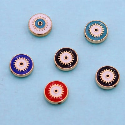 Hulgimüük 6mm 8mm 10mm 12mm sinine ümmargune südamekujuline lame vahehelmed maagilised silmahelmed triibuline metall ehete jaoks mak