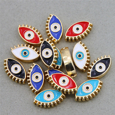 Hulgimüük 6mm 8mm 10mm 12mm sinine ümmargune südamekujuline lame vahehelmed maagilised silmahelmed triibuline metall ehete jaoks mak