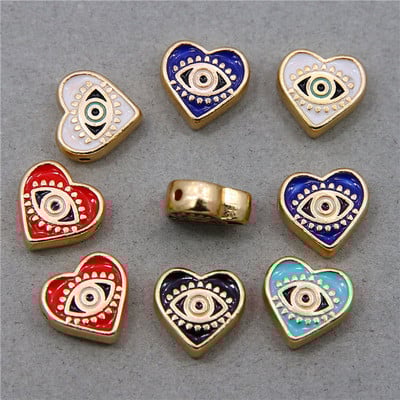 Hulgimüük 6mm 8mm 10mm 12mm sinine ümmargune südamekujuline lame vahehelmed maagilised silmahelmed triibuline metall ehete jaoks mak