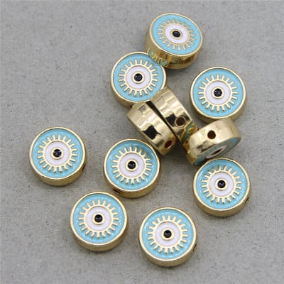 Hulgimüük 6mm 8mm 10mm 12mm sinine ümmargune südamekujuline lame vahehelmed maagilised silmahelmed triibuline metall ehete jaoks mak