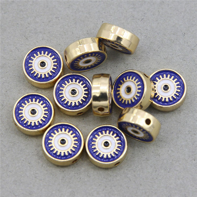 Hulgimüük 6mm 8mm 10mm 12mm sinine ümmargune südamekujuline lame vahehelmed maagilised silmahelmed triibuline metall ehete jaoks mak