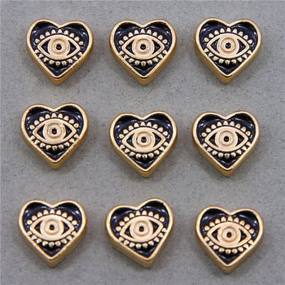 Hulgimüük 6mm 8mm 10mm 12mm sinine ümmargune südamekujuline lame vahehelmed maagilised silmahelmed triibuline metall ehete jaoks mak