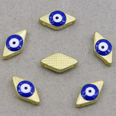 Hulgimüük 6mm 8mm 10mm 12mm sinine ümmargune südamekujuline lame vahehelmed maagilised silmahelmed triibuline metall ehete jaoks mak