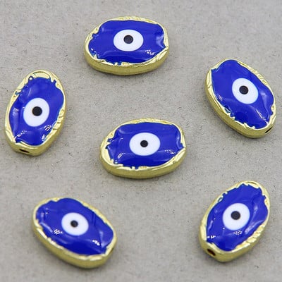 Hulgimüük 6mm 8mm 10mm 12mm sinine ümmargune südamekujuline lame vahehelmed maagilised silmahelmed triibuline metall ehete jaoks mak