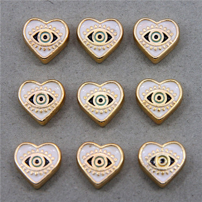 Hulgimüük 6mm 8mm 10mm 12mm sinine ümmargune südamekujuline lame vahehelmed maagilised silmahelmed triibuline metall ehete jaoks mak