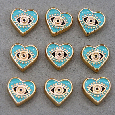 Hulgimüük 6mm 8mm 10mm 12mm sinine ümmargune südamekujuline lame vahehelmed maagilised silmahelmed triibuline metall ehete jaoks mak