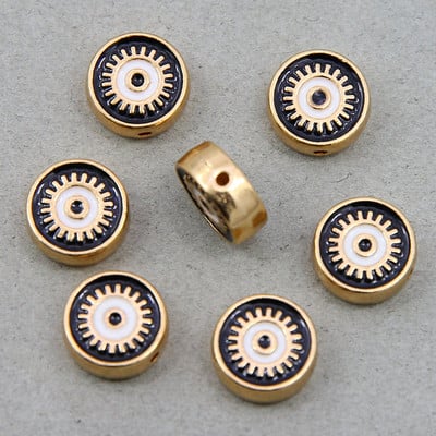 Hulgimüük 6mm 8mm 10mm 12mm sinine ümmargune südamekujuline lame vahehelmed maagilised silmahelmed triibuline metall ehete jaoks mak