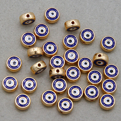 Hulgimüük 6mm 8mm 10mm 12mm sinine ümmargune südamekujuline lame vahehelmed maagilised silmahelmed triibuline metall ehete jaoks mak