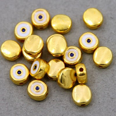 Hulgimüük 6mm 8mm 10mm 12mm sinine ümmargune südamekujuline lame vahehelmed maagilised silmahelmed triibuline metall ehete jaoks mak