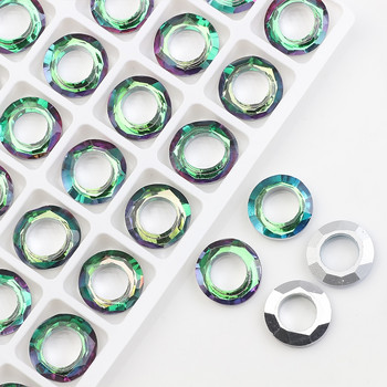 Кристални кръгли с голяма дупка 8/10/14MM AB дистанционни стъклени плоски мъниста за жени Изработка на бижута Направи си сам аксесоари Колие на едро