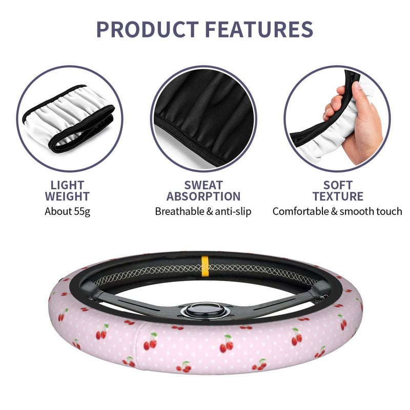 Roosa kirss auto rooli kate 38cm Universaalne armas, sobivad autokaunistuseks interjööri tarvikud