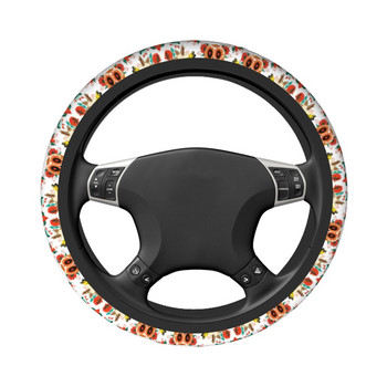 Sugar Skull Halloween Μεξικάνικο κάλυμμα τιμονιού αυτοκινήτου 38 εκατοστά Μαλακό αξιολάτρευτο λαϊκό στιλ Auto Steering Proteer Protection Car-styling