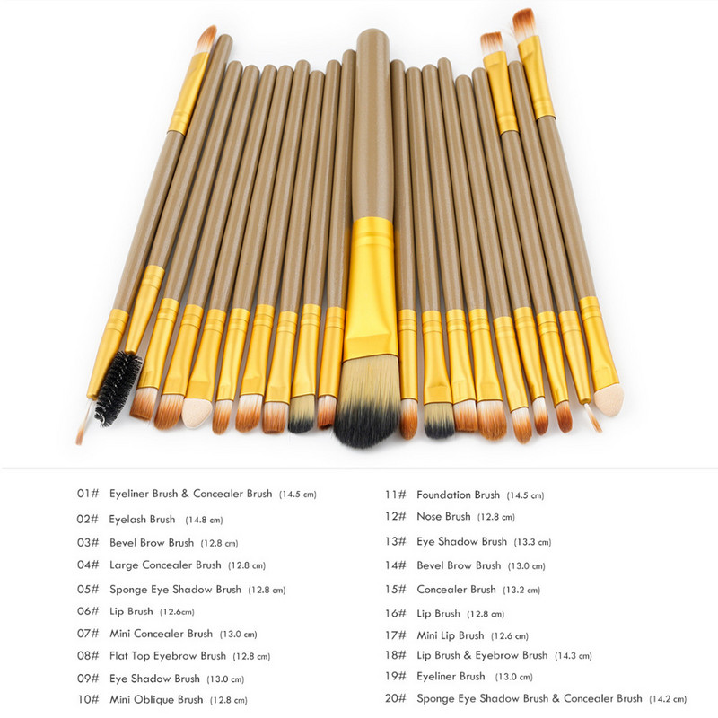 LTWEGO 5/20 kom. Četkice za šminkanje Set alata Kozmetički puder u prahu Podloga za sjenilo Rumenilo za miješanje Beauty Make Up Kist Maquiagem Novo