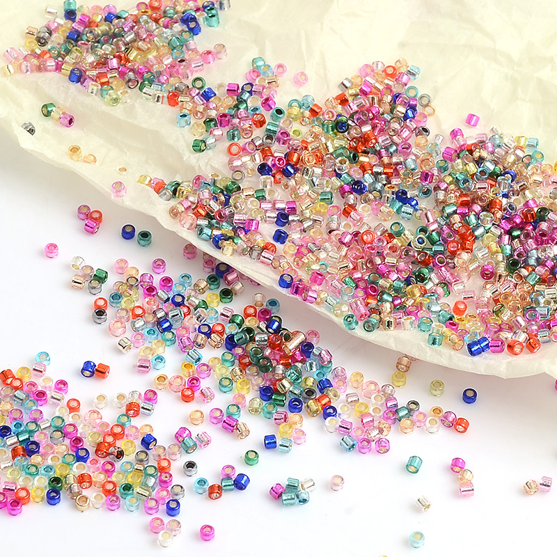 2mm 11/0 ühtlane lahtine toru hõbedane värv sees seemnehelmed Tšehhi klaashelmed käevõrud kaelakee sõrmus seemnehelmete valmistamine isetegemiseks