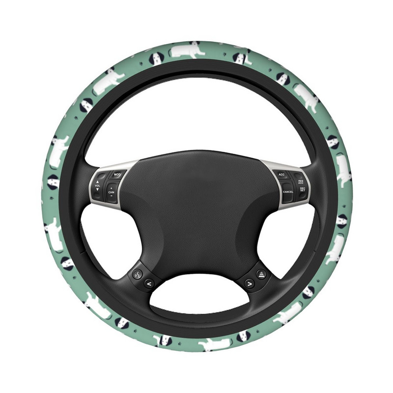 Cute White German Badger Dog Dachshund Κάλυμμα τιμονιού αυτοκινήτου 38cm Animal Dogs Lover Auto Decoration Αξεσουάρ εσωτερικού χώρου