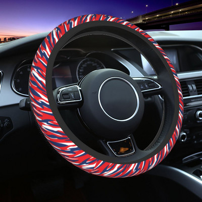 Raudono tamsiai mėlyno rašto automobilio vairo dangtis 37-38 neslystantis modernūs spalvingi automobilių modeliai