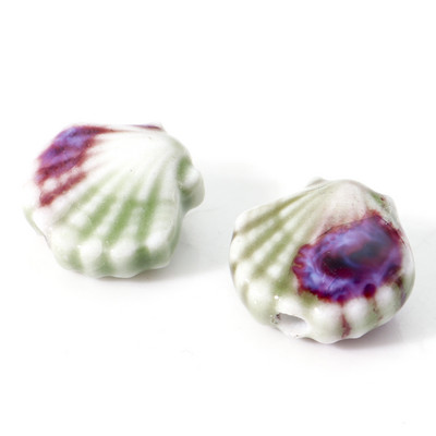 3D mitmevärvilised keraamilised helmed kestakujulised lahtised vahehelmed isetehtud kaelakee käevõrud naiste peoehted 12x11,5 mm, 10 tk