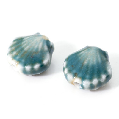 3D mitmevärvilised keraamilised helmed kestakujulised lahtised vahehelmed isetehtud kaelakee käevõrud naiste peoehted 12x11,5 mm, 10 tk