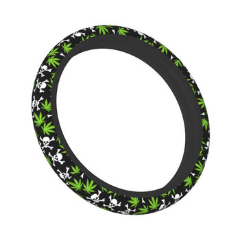 37-38 Καλύμματα τιμονιού Φύλλα σφενδάμου με κρανία Universal Weed Leaf Πολύχρωμο αξεσουάρ αυτοκινήτου σε στυλ αυτοκινήτου