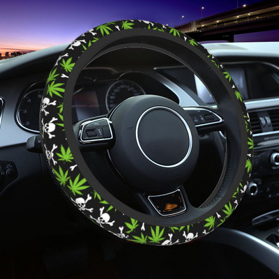 37-38 Kryty volantu Maple Leafs s lebkami Univerzálny farebný automobilový doplnok s motívom listov buriny