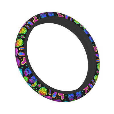 „Psychedelic Magic“ automobilio vairo dangtelis 38 cm „Grybai“ automatinis vairo apsaugas, tinkami automobilio modeliui skirti automobilio priedai