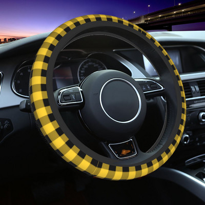 38 см капак за волан на кола Жълт кариран универсален Nodic Car-styling Цветни автомобилни аксесоари