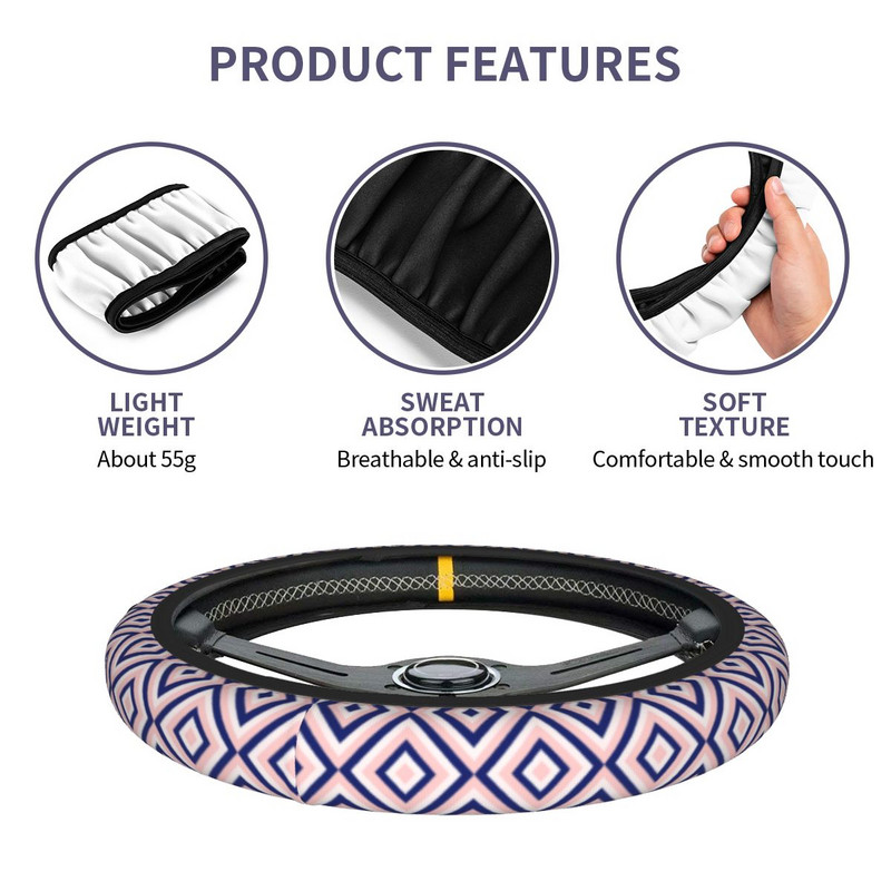 37-38 autó kormánykerék burkolata absztrakt geometria sötétkék csúszásgátló modern zsinór a kormánykerék fedelén Autós autótartozékok