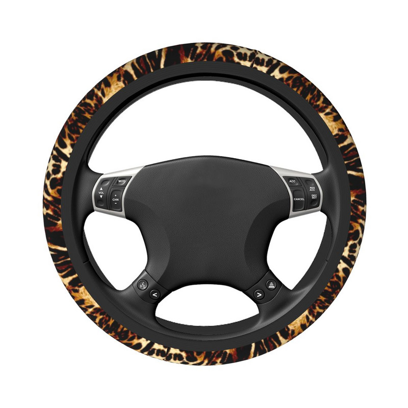 Leopard Fine Art Pattern Print Auto rooliratta kate 37-38 Looma naha tekstuur Rooliratta kaitsekate Auto stiil