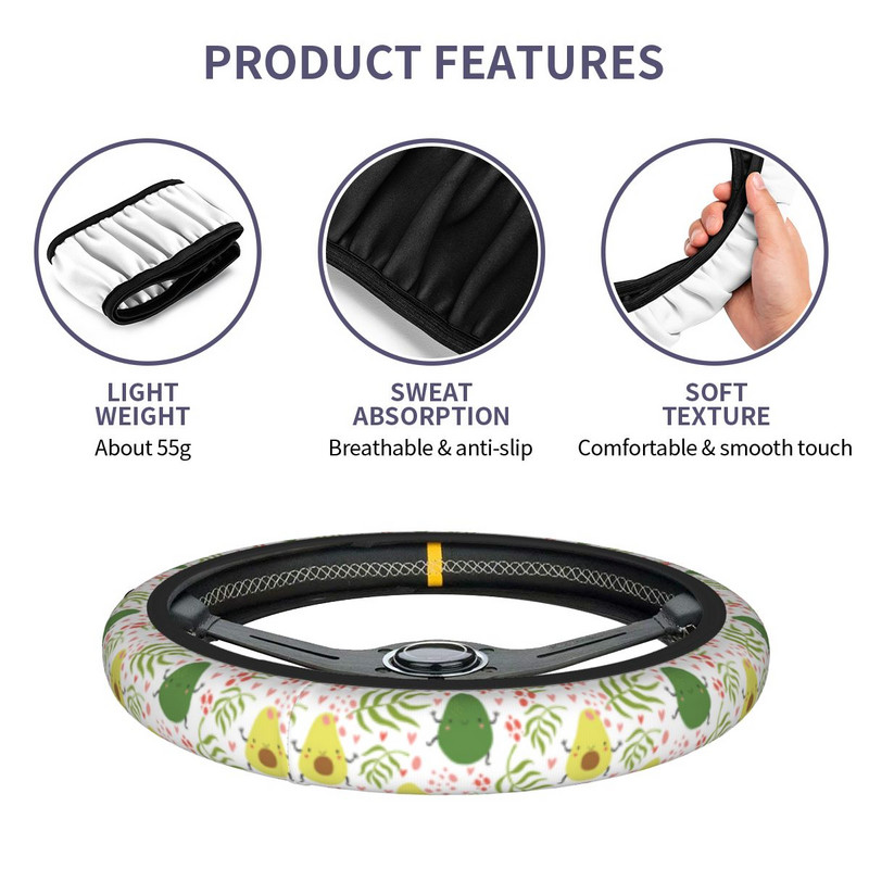 Happy Avocado auto rooliratta kate 37-38 libisemisvastane avokaadosõber Elastische autostiiliga autotarvikud