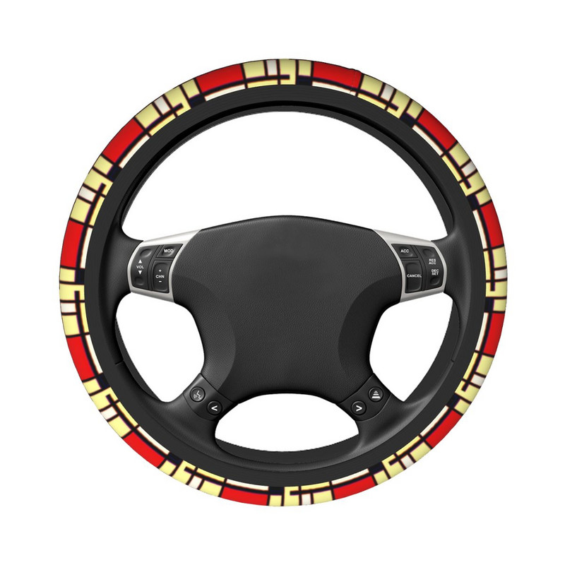 Automobilio vairo dangtis Mondrian Glitch Minimalistinis geometrinis pynimas ant vairo dangtelio Automobilio stiliaus automobilių priedai