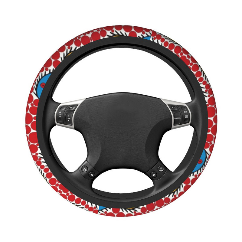 38 cm automobilio vairo apdangalai Yayoi Kusama pleiskanojančios akys, minkšta polka, estetiška automobilių apdaila, madingi automobilių priedai