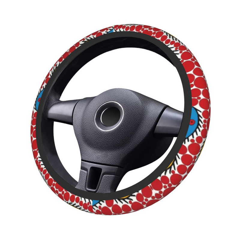 38 cm automobilio vairo apdangalai Yayoi Kusama pleiskanojančios akys, minkšta polka, estetiška automobilių apdaila, madingi automobilių priedai