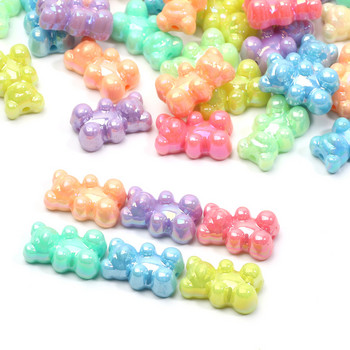 20 τμχ 11x18mm Γυαλιστερές χαριτωμένες χάντρες αρκούδας Macaron AB Acrylic Spacer Beads For Jewelry Making DIY Βραχιόλι Κολιέ Μπρελόκ Γούρι