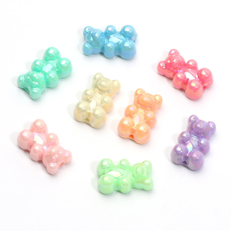 20tk 11x18mm läikivad armsad karuhelmed Macaron AB akrüülist vahehelmed ehete valmistamiseks DIY käevõru kaelakee võtmehoidja võlu