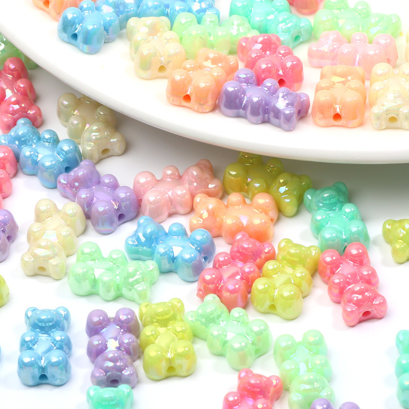 20tk 11x18mm läikivad armsad karuhelmed Macaron AB akrüülist vahehelmed ehete valmistamiseks DIY käevõru kaelakee võtmehoidja võlu